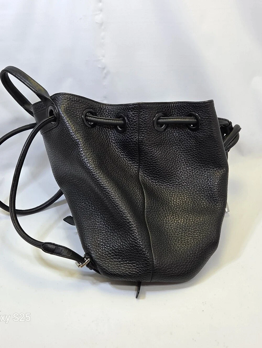 Michael Kors Black Pebbled Leather Drawstring Backpack Quiet Luxury Large